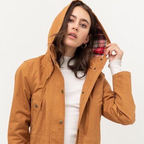 Love Tree Jackets & Blazers - Camel Brown Utility Hoodie Jacket
